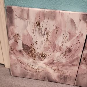 Abstract Pink and Gold Canvas Art